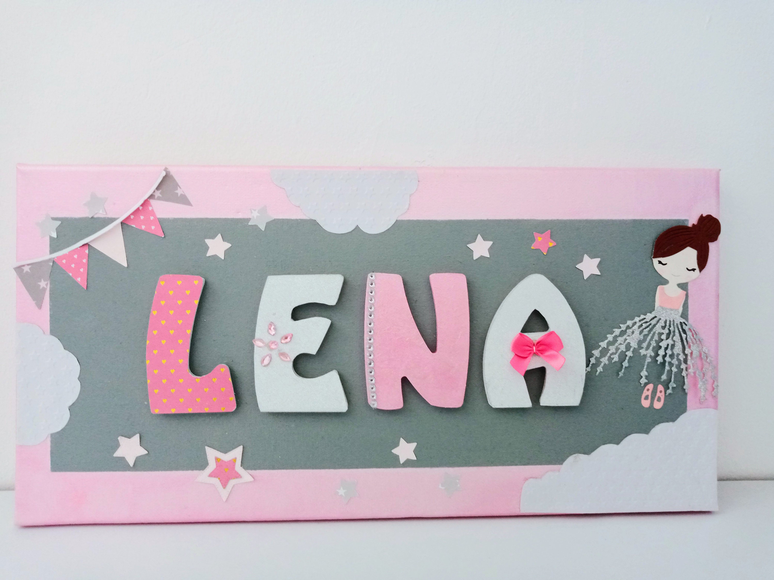 Toile avec Prénom Enfant Pour Décoration Chambre, Plaque de Porte, Idée Cadeau Naissance, Toile Pers