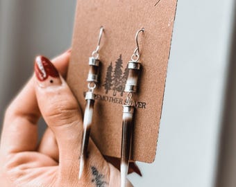 Porcupine Quill Dangle Earrings: Sterling Silver Handmade Jewelry