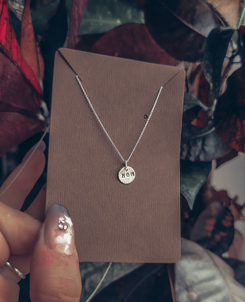 MOM Silver Necklace / Mom Pendant / Mom Gift / Handmade Sterling Silver Necklace/ Holiday Gift for Mom/ Birthday Gift for Mom / Mom Jewelry image 3