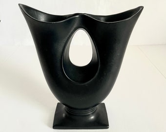 Vintage MCM Black Double Vase made by Hyalyn Porcelain