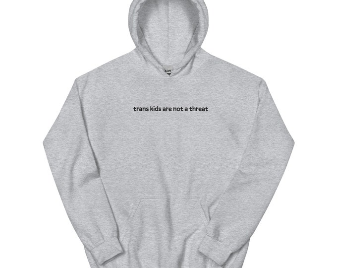 Featured listing image: EMBROIDERED Trans Kids Are Not A Threat Hoodie