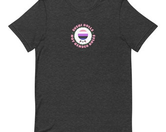 Sushibroodjes, geen genderrollen T-shirt (Genderfluid-vlag)