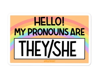 THEY/SHE Name-tag Sticker