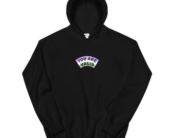 Genderqueer You Are Valid Hoodie (50% of proceeds donated to TGI Justice Project)
