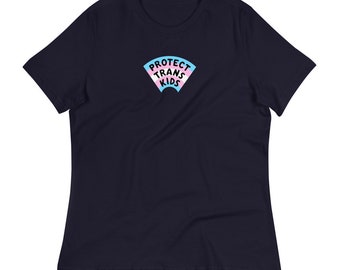 Women's Cut PROTECT TRANS KIDS T-Shirt (30% of proceeds donated to Marsha P Johnson Institute)