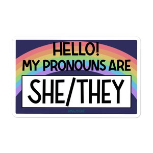 SHE/THEY Name-tag Sticker