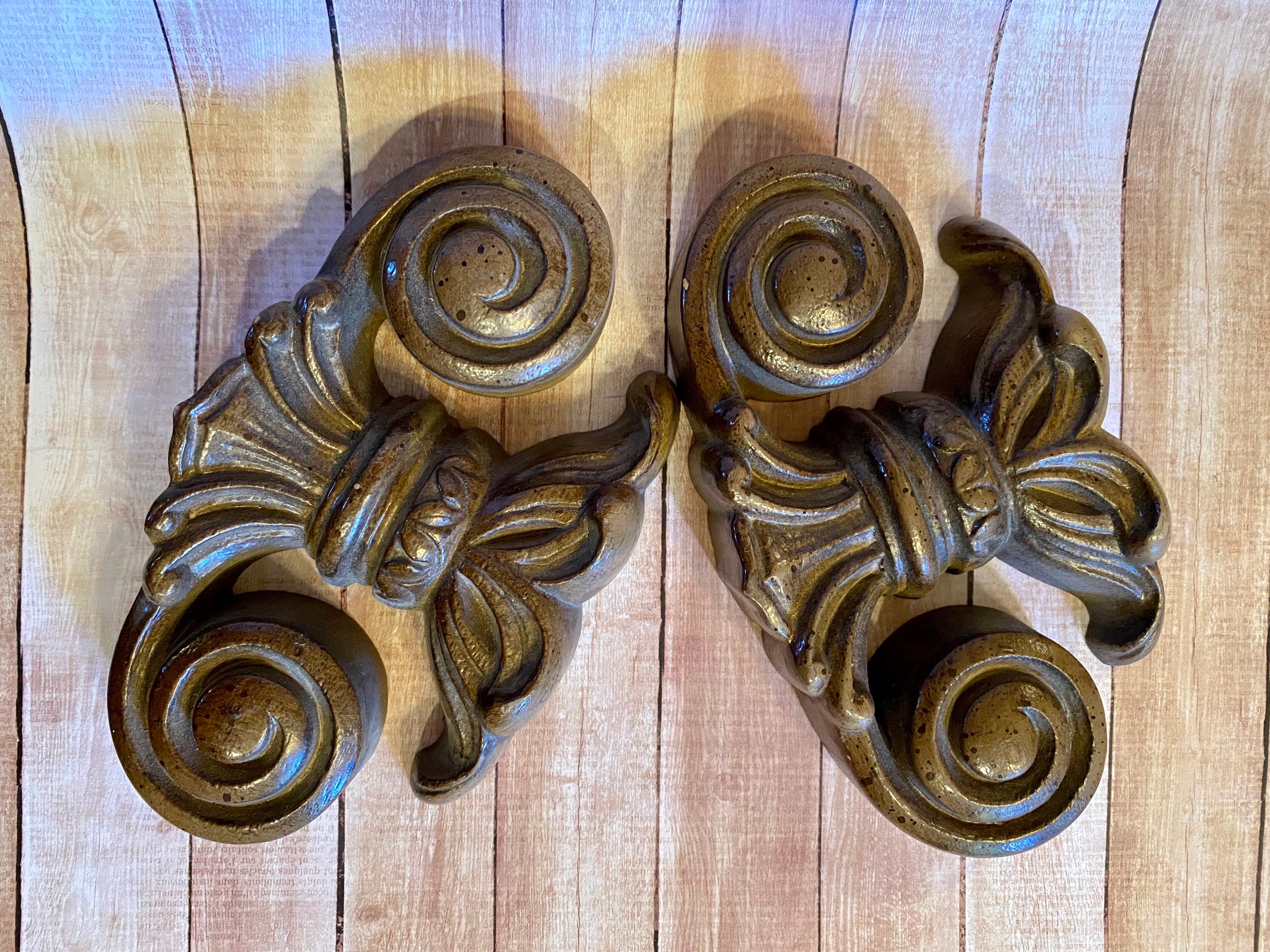 2 grandes adornos decorativos de madera sintética vintage para | Etsy