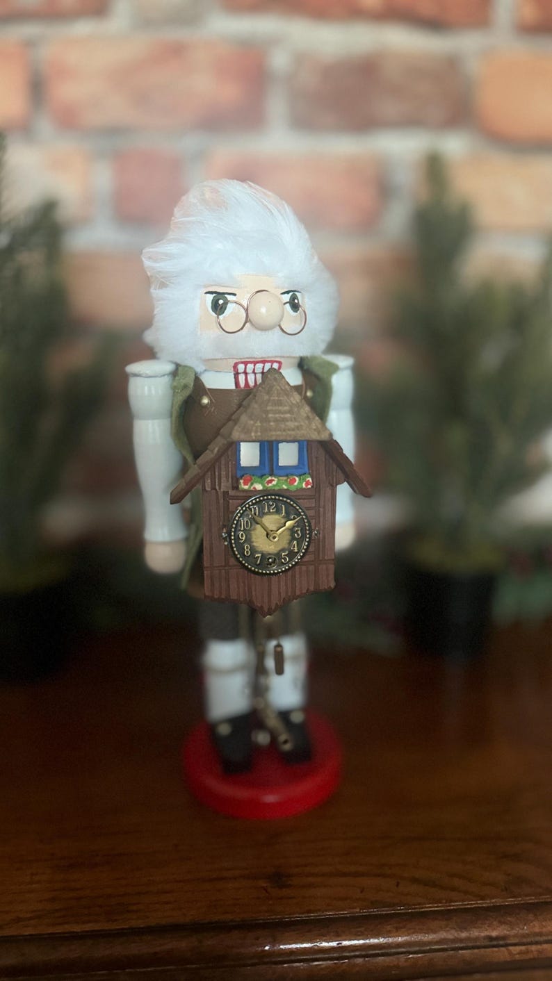 Handmade “clock Doctor” Nutcracker Holding a WORKING Vintage Chalet ...