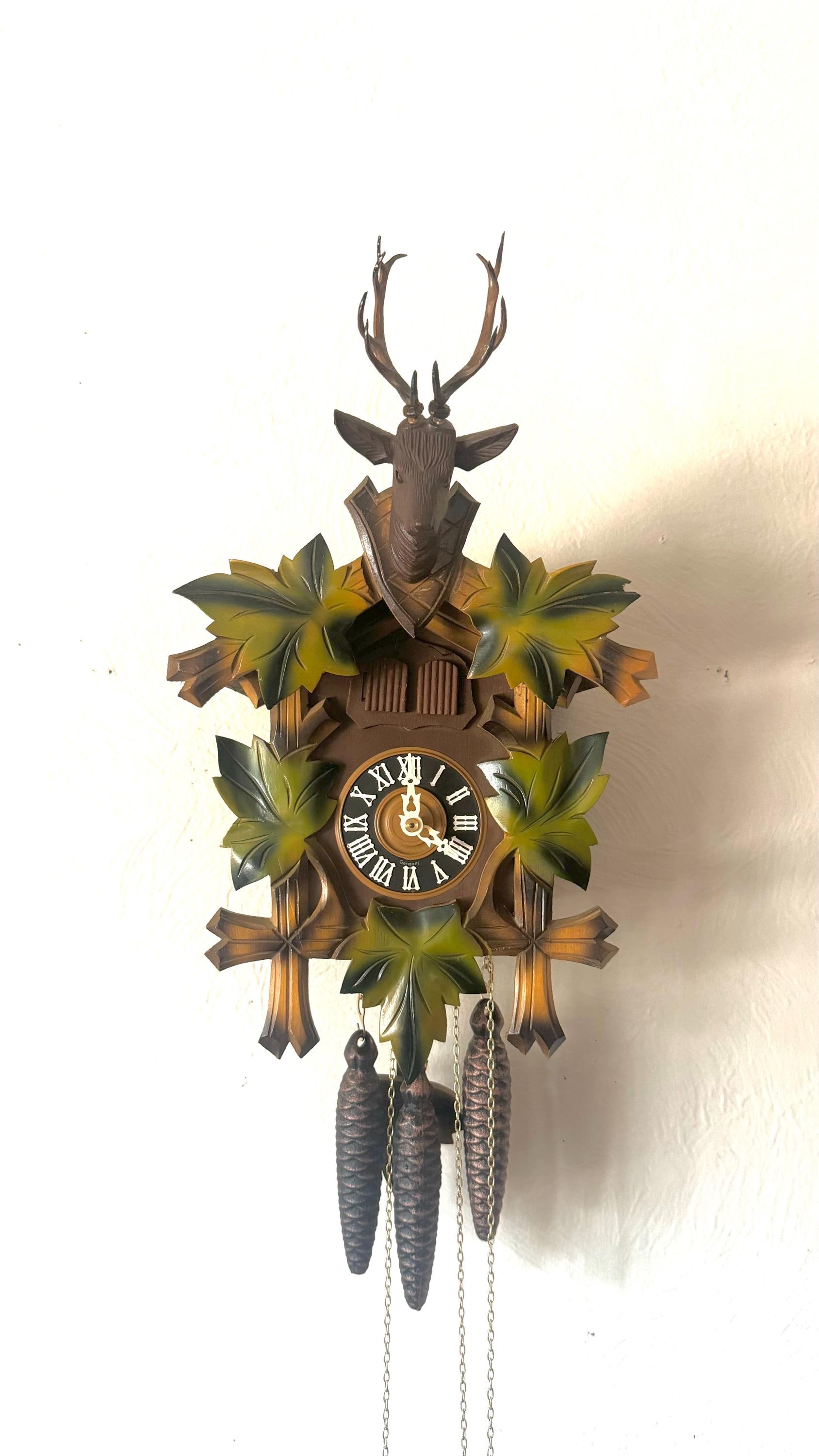 Large, Vintage 2 Door Musical “stag Head” Cuckoo Clock. Hand