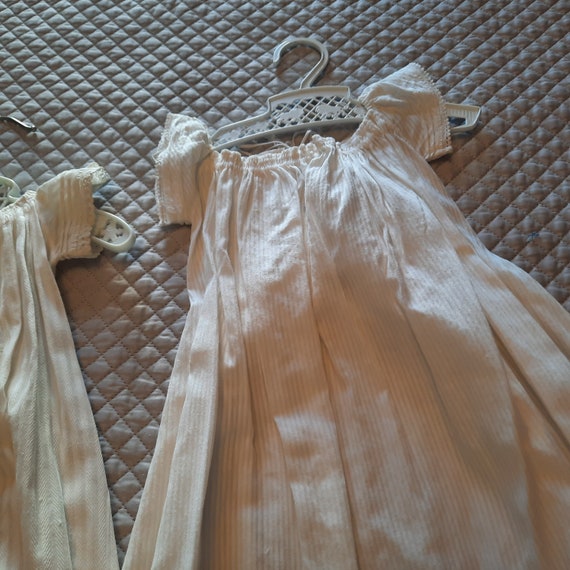 3 Antique Long Cotton Striped Baby Gowns Dresses - image 5