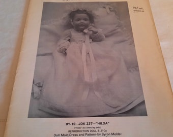 Vintage 1982 Doll Dress & Bonnet Pattern for 17.5" Baby Hilda