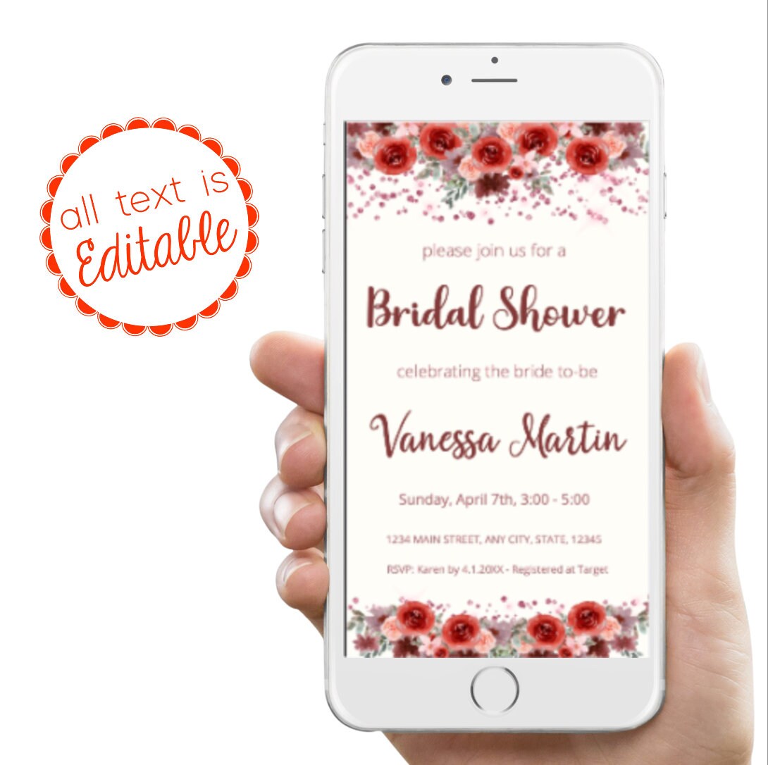 BRIDAL SHOWER EVITE Textable Template Bridal Shower Invite Etsy UK