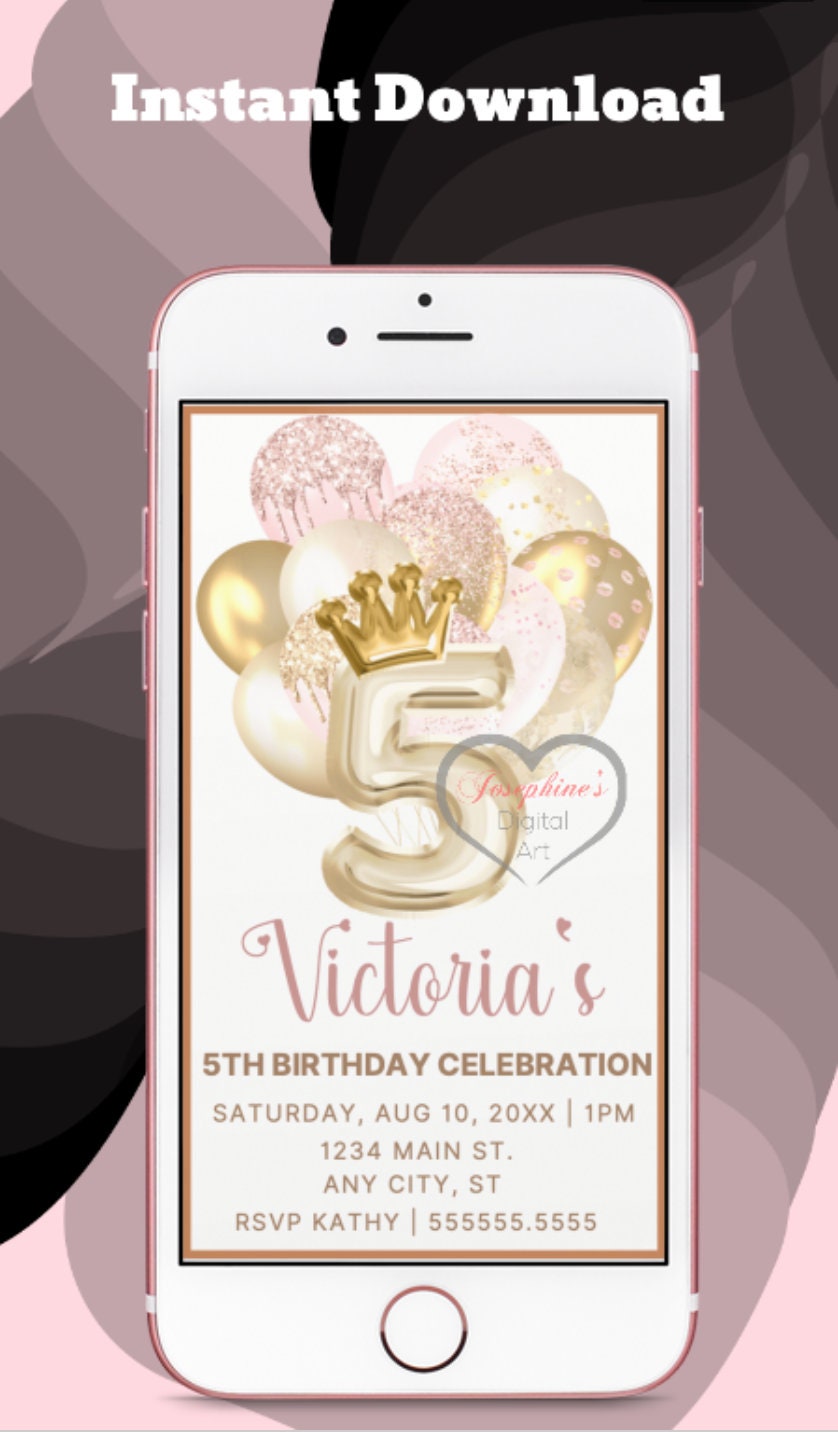 BIRTHDAY PARTY EVITE 5th Birthday Invitation Fifth Birthday | Etsy