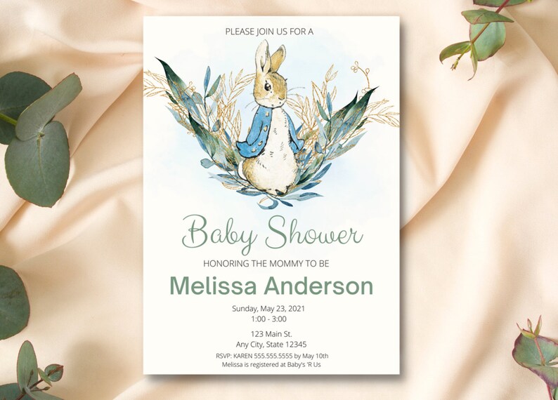 Peter Rabbit Baby Shower Invitation Vintage Peter Rabbit Etsy