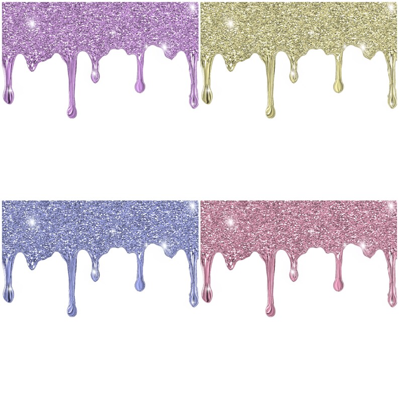 Glitter Drip Transparent Background Instant Download 8 Etsy