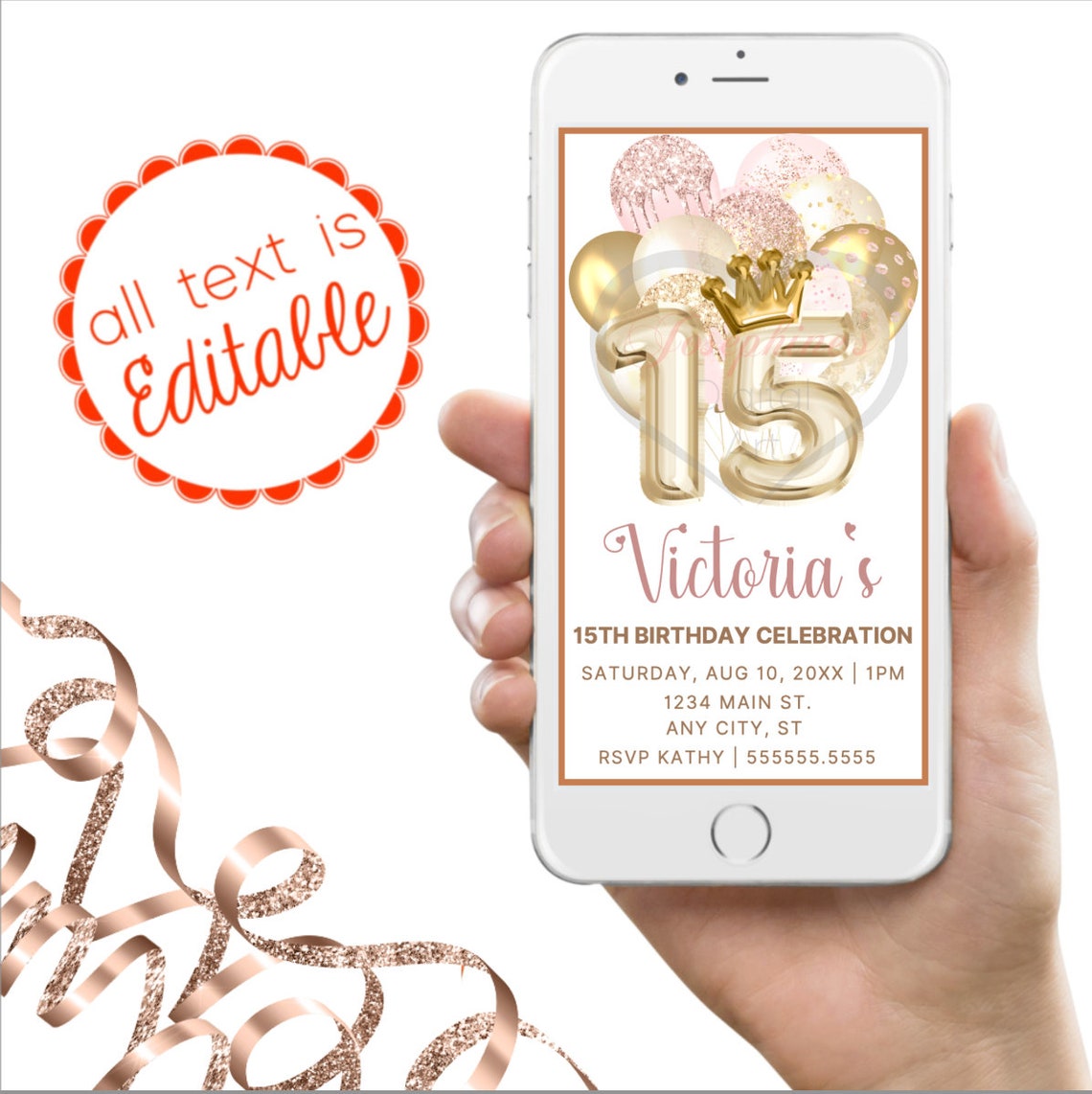 BIRTHDAY PARTY EVITE 15th Birthday Invitation Fifteenth | Etsy