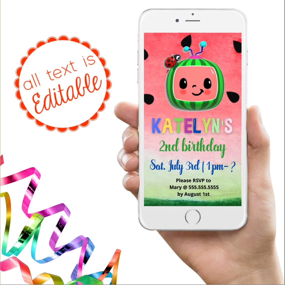 DIGITAL INVITATION Cocomelon Birthday invite Cocomelon | Etsy