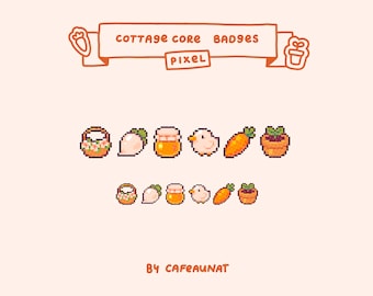 Cottage Core Farm Pixel Badges Bundle — Premade for Twitch