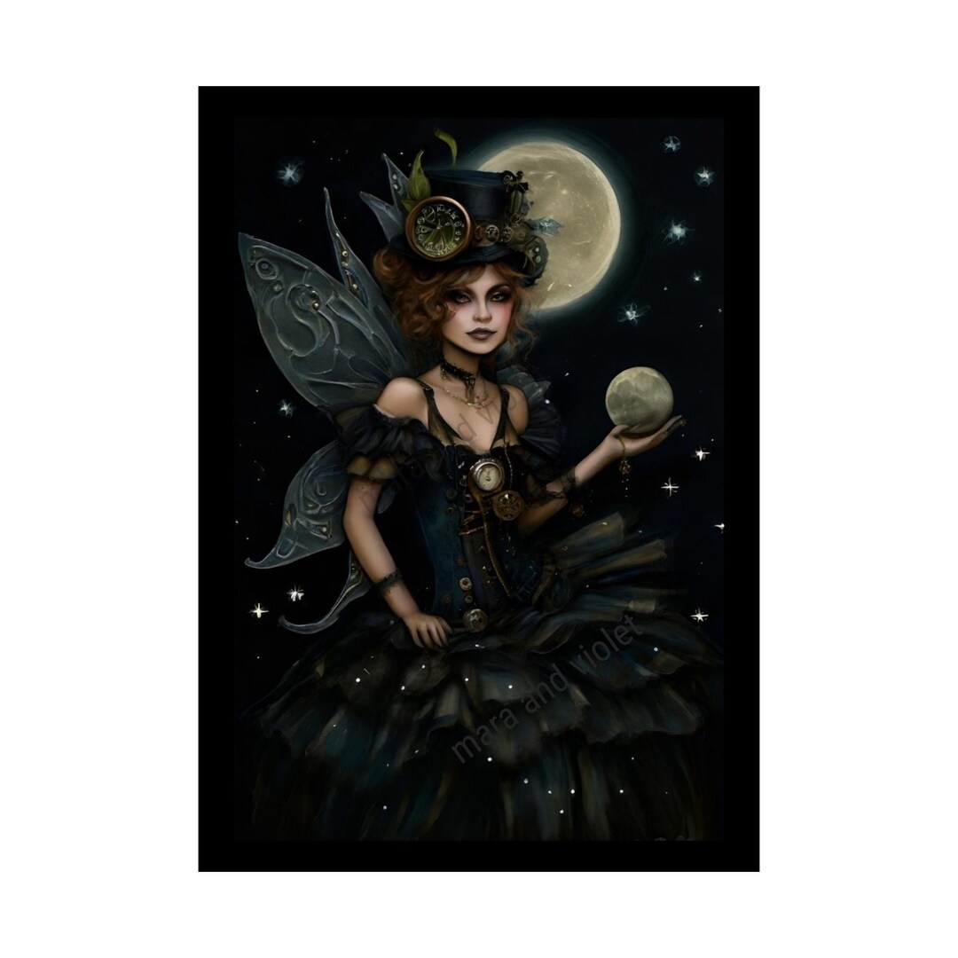 Enchanting Steampunk Fairy With Moon Matte Poster - AI Generated Art ...