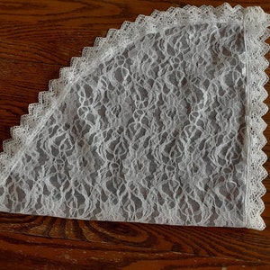 Girl&#39;s lace chapel veil in snow white with venice lace rose trim. First communion veil or mantilla - *made to order*