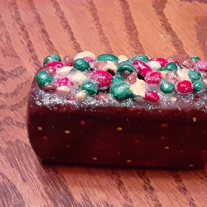 Glitter frosted fruitcake Christmas ornament - Handmade in Ohio, Custom! Cute & Fun Gift