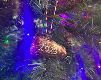Jambon cuit au miel Cadeau du Nouvel An ou décoration de Noël - Version scintillante à paillettes d'or ! Monogramme gratuit de 2021, 2022 et plus