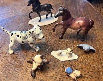 Hagen Renaker * repaired * animals: horse, Siamese kitten, custom cat and mouse, bluebird