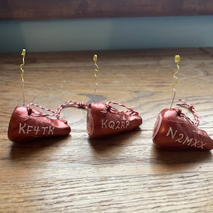 HAM Radio Christmas Ornament - GOLD antennae. Handmade in Ohio, Custom! Cute & Fun Gift for HAMs. Monogrammed with call sign for free!