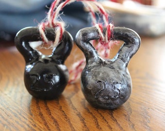 Kettlebell Christmas Ornament or Dumbbell Christmas ornament! Cute holiday fitness gift