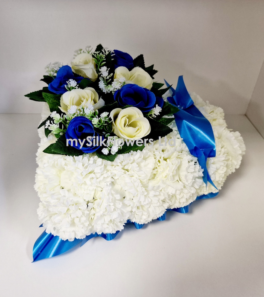Artificial Silk Funeral Flower Heart Tribute Wreath Arrangement Dad Nan