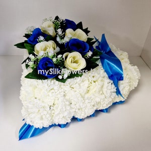 Artificial Silk Funeral Flower Heart Tribute Wreath Arrangement Dad Nan Mum Wife Grandad Brother Uncle Gran Sister