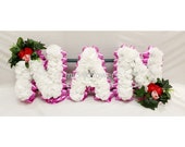 MySilkFlowers Ltd Artificial Silk Funeral Tribute Wreath | Personalised 3 Letter Name For DAD SON MUM | Any Colour
