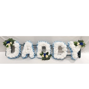 DADDY Artificial Silk Funeral Tribute Any 5 Letter Name Flower Wreath AUNTY