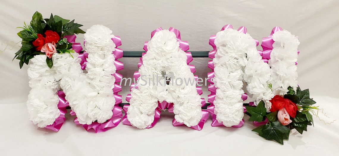 NAN Artificial Silk Funeral Tribute Any 3 Letter Name Flower Etsy