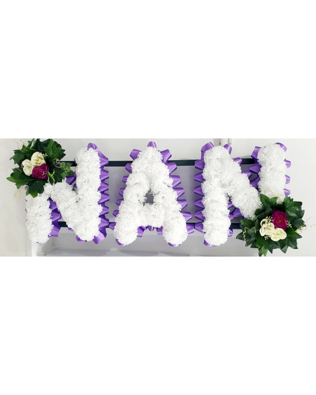 Künstlicher Seidenblumenkranz Zur Beerdigung - Personalisierbar Mit 3-Buchstaben-Namen