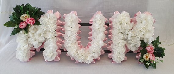 MUM Artificial Silk Funeral Tribute Any 3 Letter Name Flower - Etsy UK