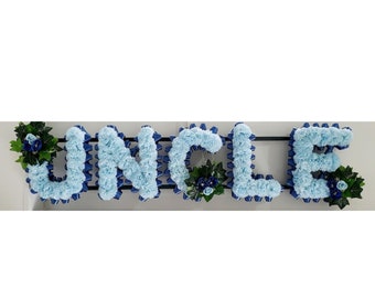 UNCLE Artificial Silk Funeral Tribute Any 5 Letter Name Flower Wreath AUNTY