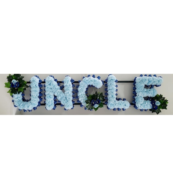 UNCLE Artificial Silk Funeral Tribute Any 5 Letter Name Flower Wreath AUNTY