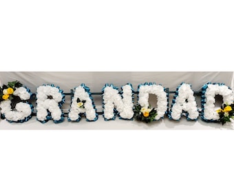 GRANDAD Artificial Silk Funeral Tribute Any 7 Letter Name Flower Wreath BROTHER