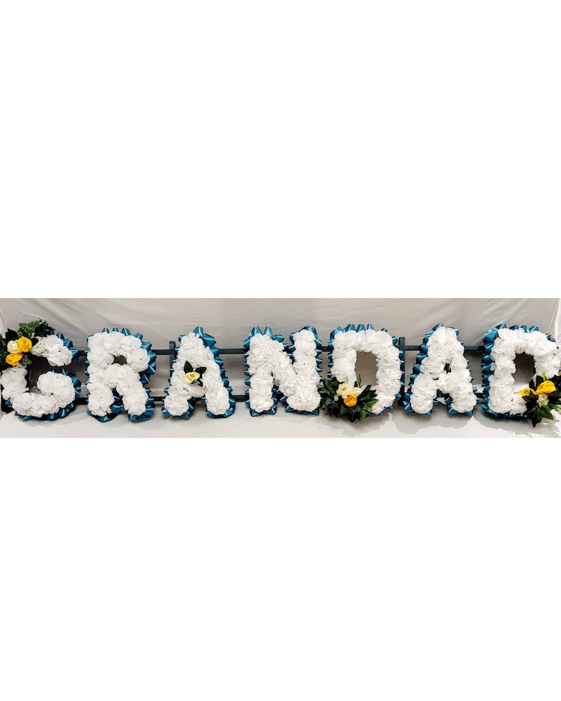 GRANDAD Artificial Silk Funeral Tribute Any 7 Letter Name Flower Wreath ...