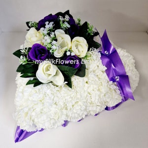 Artificial Silk Funeral Flower Heart Tribute Wreath Arrangement Mum Dad Nan Wife Grandad Brother Uncle Gran Sister