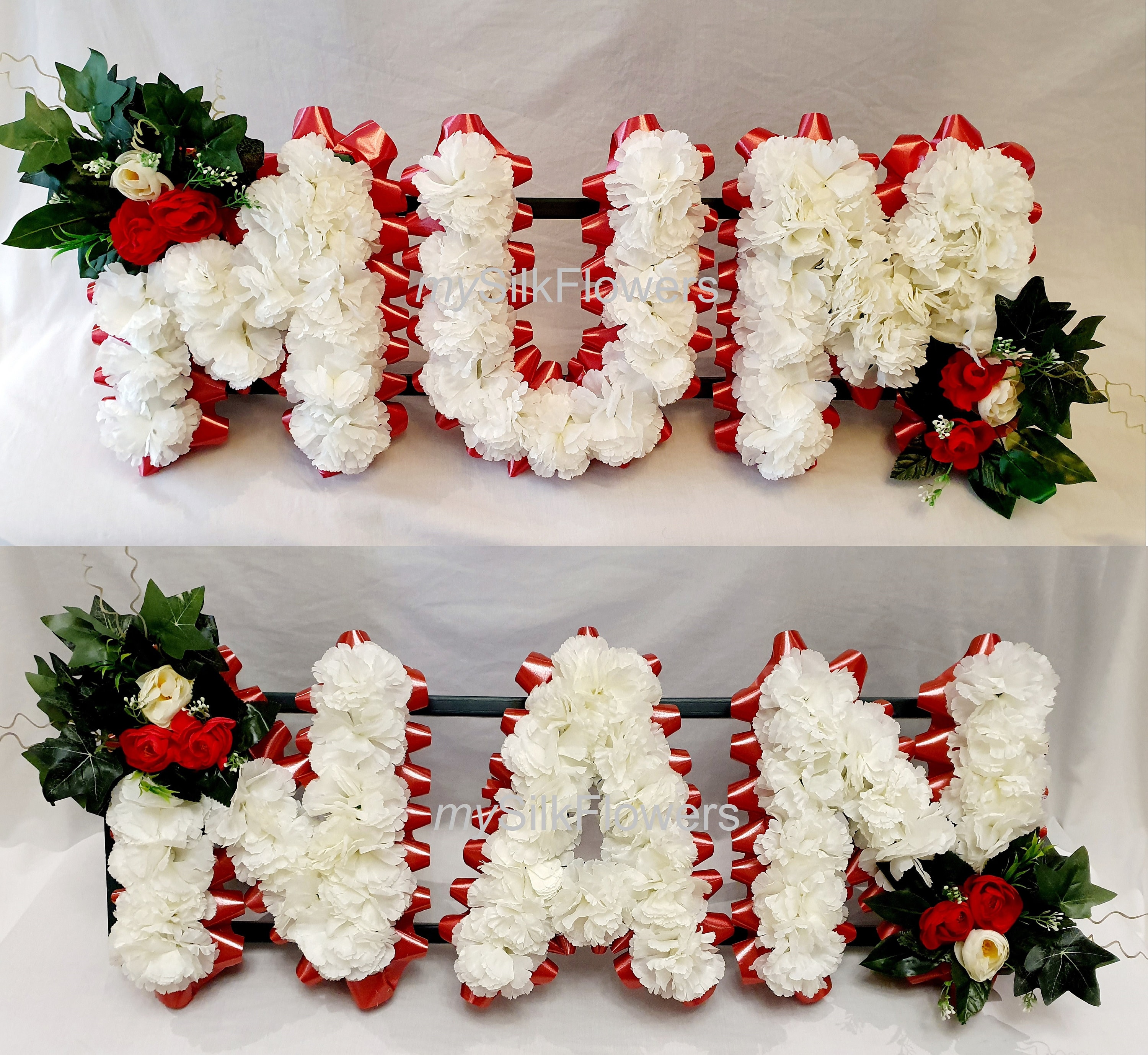 MUM NAN Artificial Silk Funeral Tribute Package Any 3 Letter Name