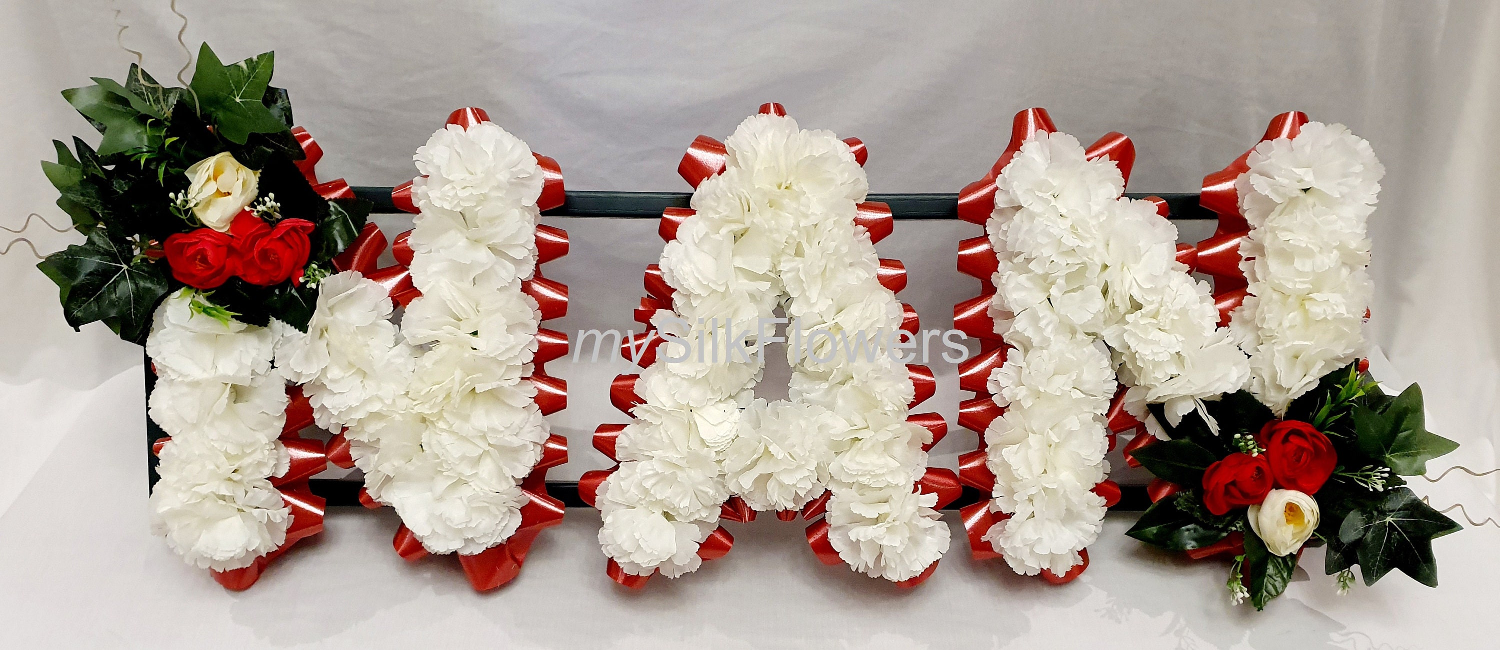NAN Artificial Silk Funeral Tribute Any 3 Letter Name Flower Etsy UK