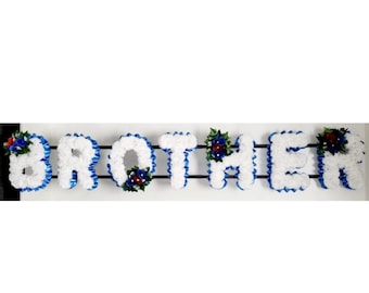 BROTHER Artificial Silk Funeral Tribute Any 7 Letter Name Flower Wreath GRANDAD