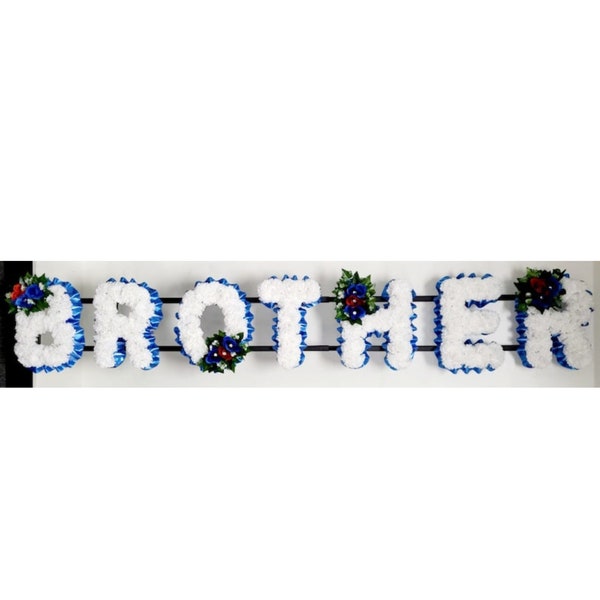 BROTHER Artificial Silk Funeral Tribute Any 7 Letter Name Flower Wreath GRANDAD