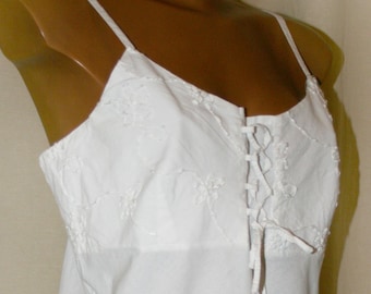 White cotton dress / Vintage Tunic/boho dress/ Made in Italy /summer clothing/women's clothing/ gift for her