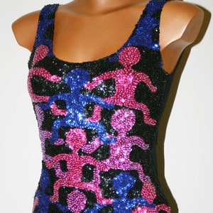 SEXY stretch MINI JURK - 85's Kleurrijk - pailletten - formele avondjurk - cocktailjurk - cadeau voor haar - zomerjurk - mode - boho - Indonesië - kleding
