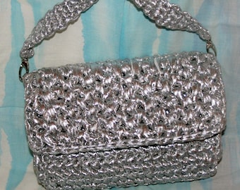 Crochet chutch silver bag - evening bags- Handmade - fashion woman's bags- handbag