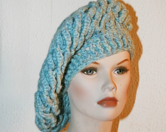 Handmade wool crochet hat, light blue color - winterTrendy hats- Women hats - gift for her - Christmas gift - Made in Italy