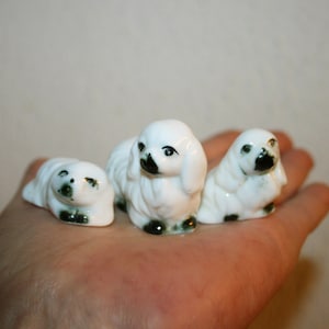 Mid Century Vintage Handmade Bone China Dogs Figurine Family /Gift for her/ Christmas Gift